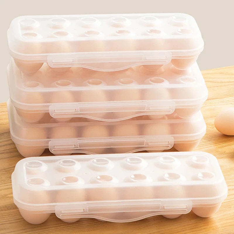 12/18 Grid Egg Storage Box - Refrigerator Egg Organizer Tray with Lid