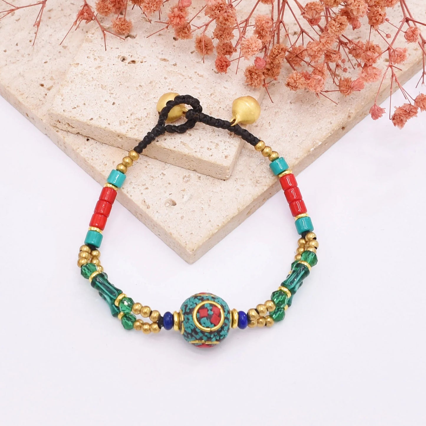 Gypsy Boho Tibetan Turquoise Bracelet for Women & Men – Vintage Elastic Ethnic Bangle Jewelry