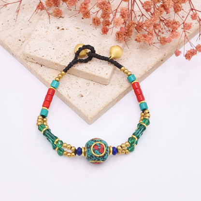 Gypsy Boho Tibetan Turquoise Bracelet for Women & Men – Vintage Elastic Ethnic Bangle Jewelry