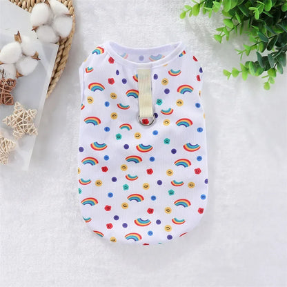 Cooling Summer Pet Vest - Soft Cartoon Dog Cat Shirt for Small Medium Large Dogs Puppy French Bulldog Clothing