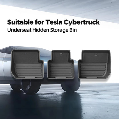 Tesla Cybertruck 2024–2025 Under Seat Storage Box Set – Rear Seat Lower Organizer Case, Car Interior Hidden Storage Accessories