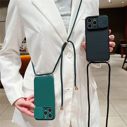 Slide Camera Protection Crossbody MagSafe iPhone Case with Lanyard – Magnetic Silicone Cover for iPhone 11–16 Pro/Pro Max