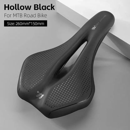 WEST BIKING Bicycle Saddle — Comfortable Hollow PU Leather Bike Seat | Wear-Resistant Road Cycling Cushion