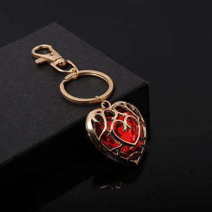 Zelda Tears of the Kingdom Keychain – Red Sapphire Heart Pendant Cosplay Accessory Gift