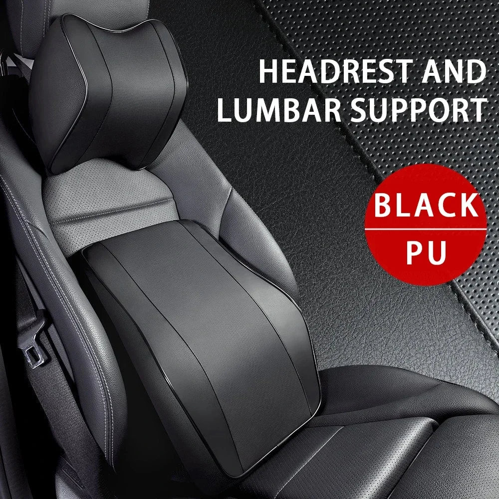 Breathable Memory Foam Car Neck & Lumbar Support Pillow – Slow Rebound Headrest Cushion for Comfortable Driving