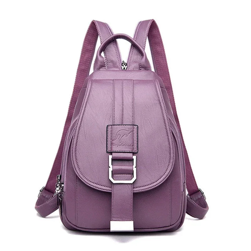 Multifunctional Women's Leather Backpack - Casual Style for Teen Girls, School and Travel Bagpack, Ladies' Chest Bag Sac