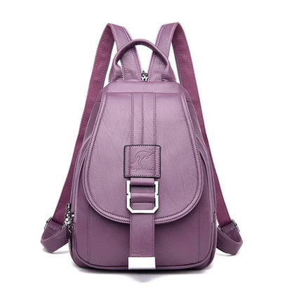 Multifunctional Women's Leather Backpack - Casual Style for Teen Girls, School and Travel Bagpack, Ladies' Chest Bag Sac