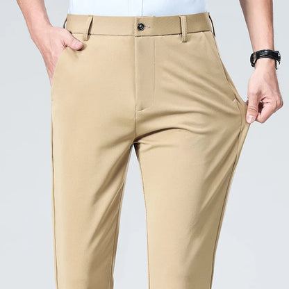 Men's Summer & Autumn Dress Pants – Thin Formal Work Trousers | Business Casual Black & Wine Red Long Pants