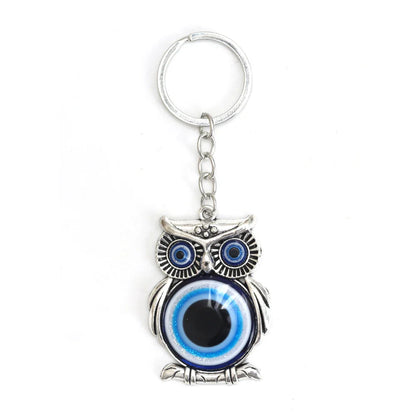 Lucky Eye Fatima Hand Keychain – Alloy Tree of Life Elephant Owl Blue Turkish Evil Eye Car Keyring Jewelry for Men & Women Gift