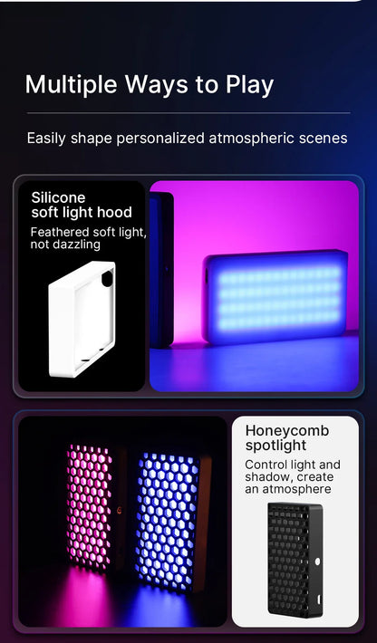 Ulanzi VL120 Full Color RGB Video Light – Dimmable 2500K-9000K LED Photography & Vlog Fill Light for Cameras