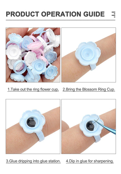 AILEISHI 100PCS Disposable Eyelash Glue Cup Rings – Lash Extension Pigment Holder Tattoo Makeup Tools