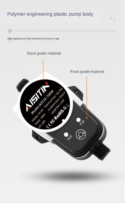 AISITIN Brushless Booster Water Pump — 16m 24V IP56 Automatic Pressure Controller for Home Water Heating