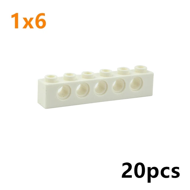 Technical Building Block Long Beam with Holes – Thick MOC Studded Bricks Compatible with 3703, 32018, 3895, 2730, 3894, 3701, 3700