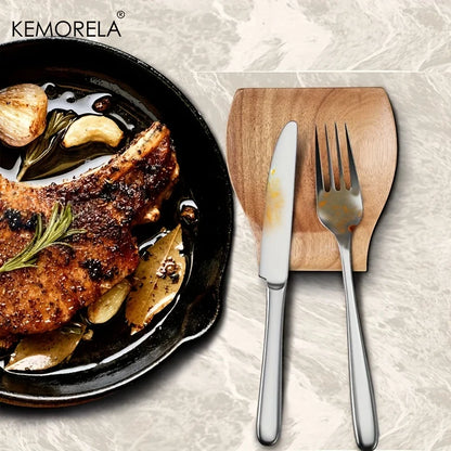 KEMORELA Wooden Utensil Holder: 1PCS Cooking Spoon and Spatula Clip for Kitchen - Natural Wood Spoon Rest