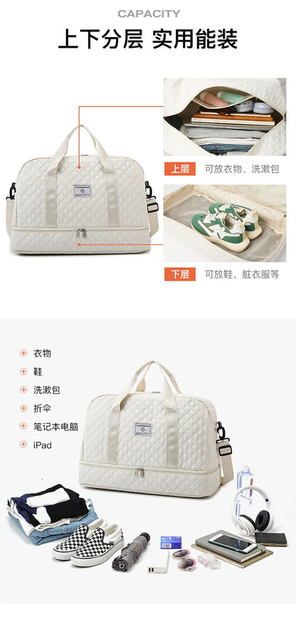 Short Trip Travel Bag – Large Capacity Waterproof Handbag with Dry & Wet Separation for Men & Women