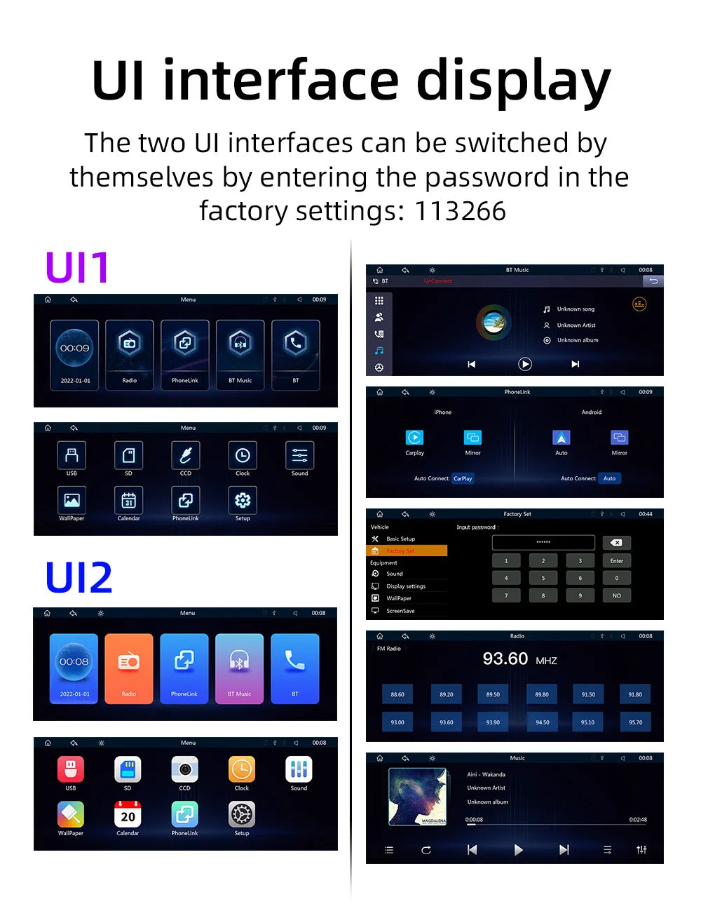 BQCC 10.26-Inch Portable Wireless CarPlay Screen – HD Rearview Camera, Car Radio DVR, MP5 Multimedia Player, Android Auto
