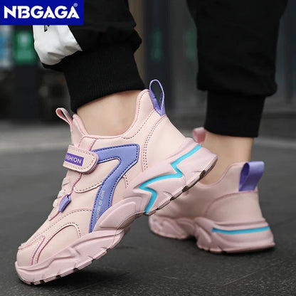 Kids Sport Casual Shoes — Leather Sneakers for Girls & Boys (Ages 5-16), Outdoor Running, Soft Sole, Anti-Slip Walking Footwear
