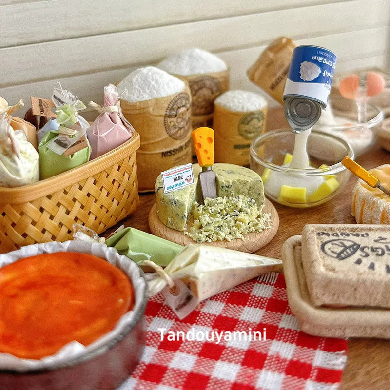 Miniature Kitchen Scene Props – Eggs, Flour & Cake for 1:6 1:8 1:12 BJD & Blythe Dollhouse DIY Accessories