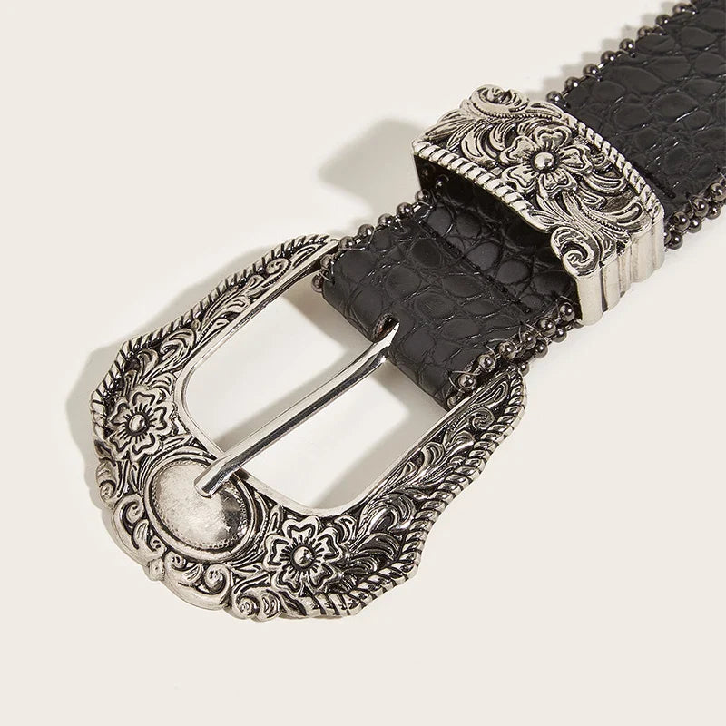 Unisex Jeans Belt — Goth Y2K Designer Punk Accessory, High-Quality Luxury Black Waistband 3.8cm for Men & Women