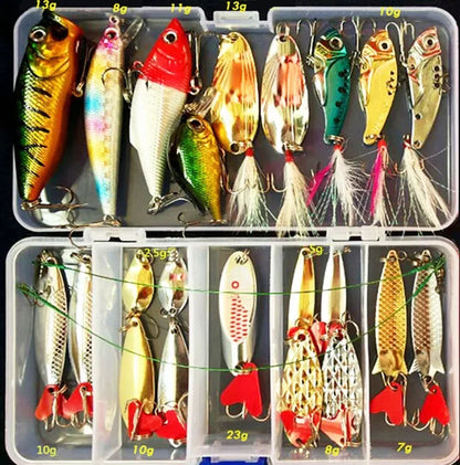 Fishing Lures Set for Freshwater & Saltwater – Hard Wobblers, Metal Jig Spoons & Soft Silicone Baits Fishing Tackle Kit