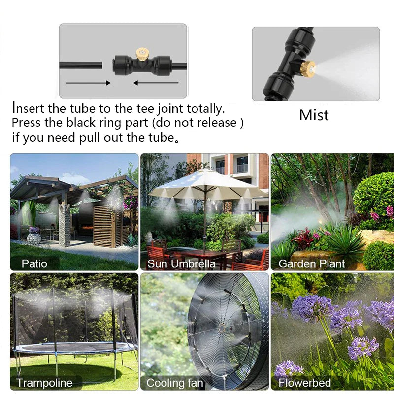 DIY Quiet Misting Cooling Kit – DC24V Pump Fog Nozzle Sprayer System for Patio, Garden, Greenhouse & Backyard Cooling