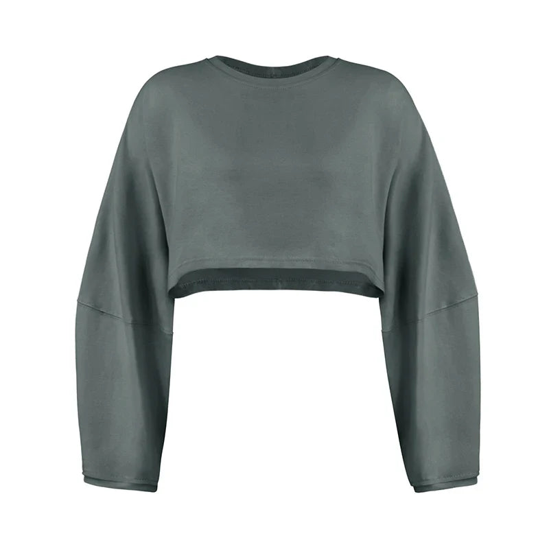 Women’s Sports Crop Top – Long Sleeve Gym & Yoga Workout Fitness Shirt