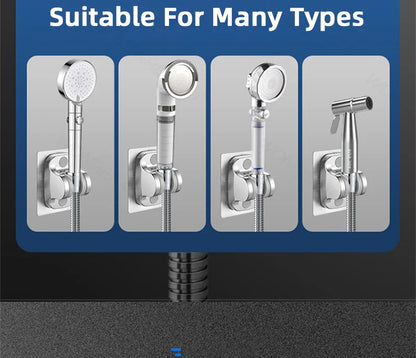 Universal No-Drill Adjustable Shower Head Holder – Wall-Mounted Bracket with Stable Rotation for Bathroom Accessories