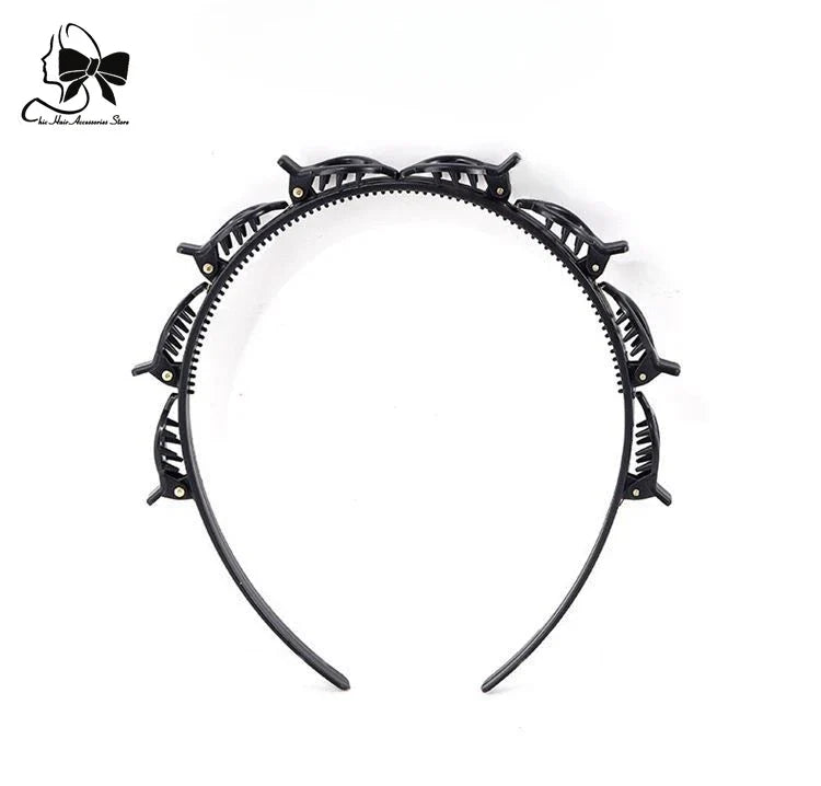 2024 New Double Band Headbands for Women – Non-Slip Hair Bands with Clips, Bezel Hair Hoop, Fashion Headwear
