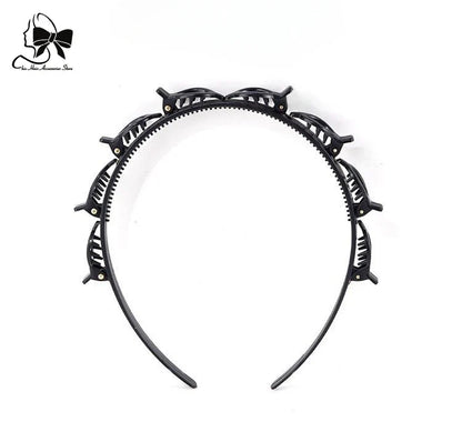 2024 New Double Band Headbands for Women – Non-Slip Hair Bands with Clips, Bezel Hair Hoop, Fashion Headwear