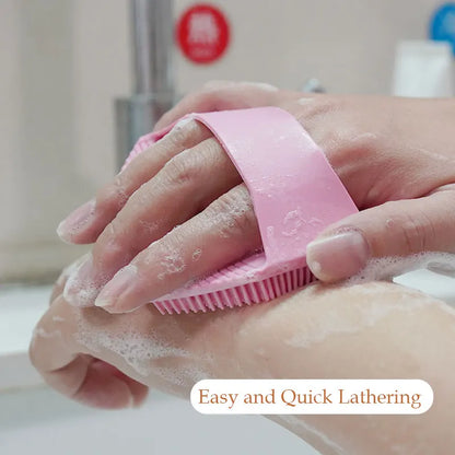 Silicone Body Scrubber with Natural Bristles – Skin Exfoliating Shower Sponge & Bath Brush