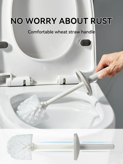 WORTHBUY Toilet Brush Set - Long Handle Bathroom Cleaning Brush with Standing Holder Base for WC Care