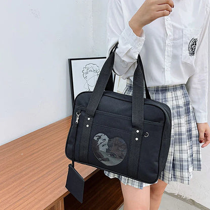 Japanese Lolita Heart JK School Bag | Fashion PU Oxford Handbag for Women, Students & Cosplay Anime Shoulder Bag