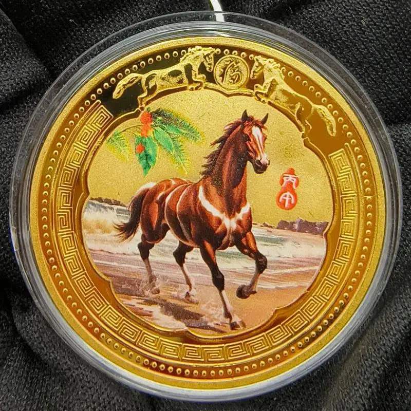2026 Year of the Horse Chinese Commemorative Coin – Lucky Animal Metal Collectible New Year Souvenir Gift