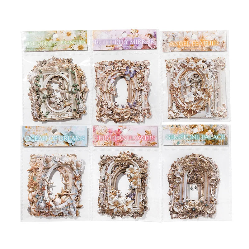 10 Pcs 3D Hollow Frame Card Paper for DIY Scrapbooking, Handmade Diary & Junk Journal Accessories