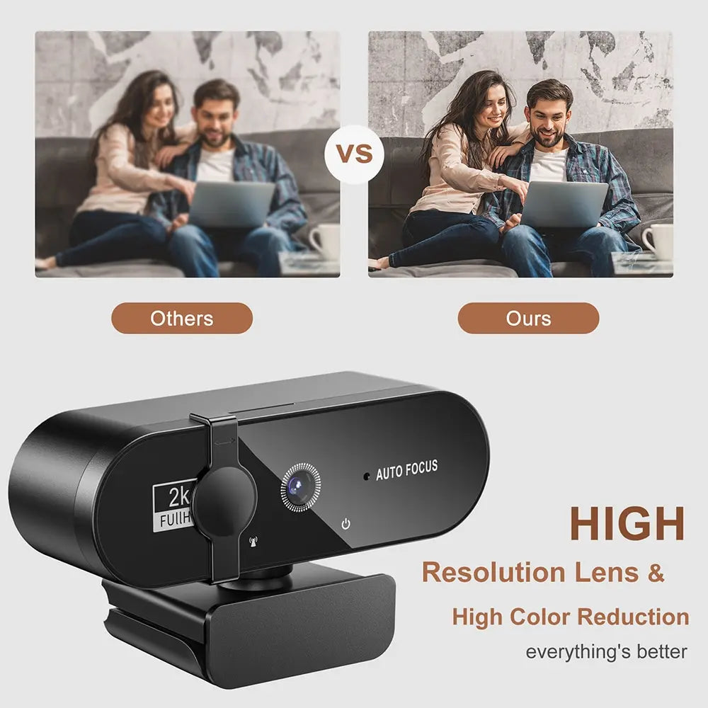 4K & 1080P Mini Webcam | 2K Full HD USB Camera with Microphone, Auto Focus for PC & Laptop