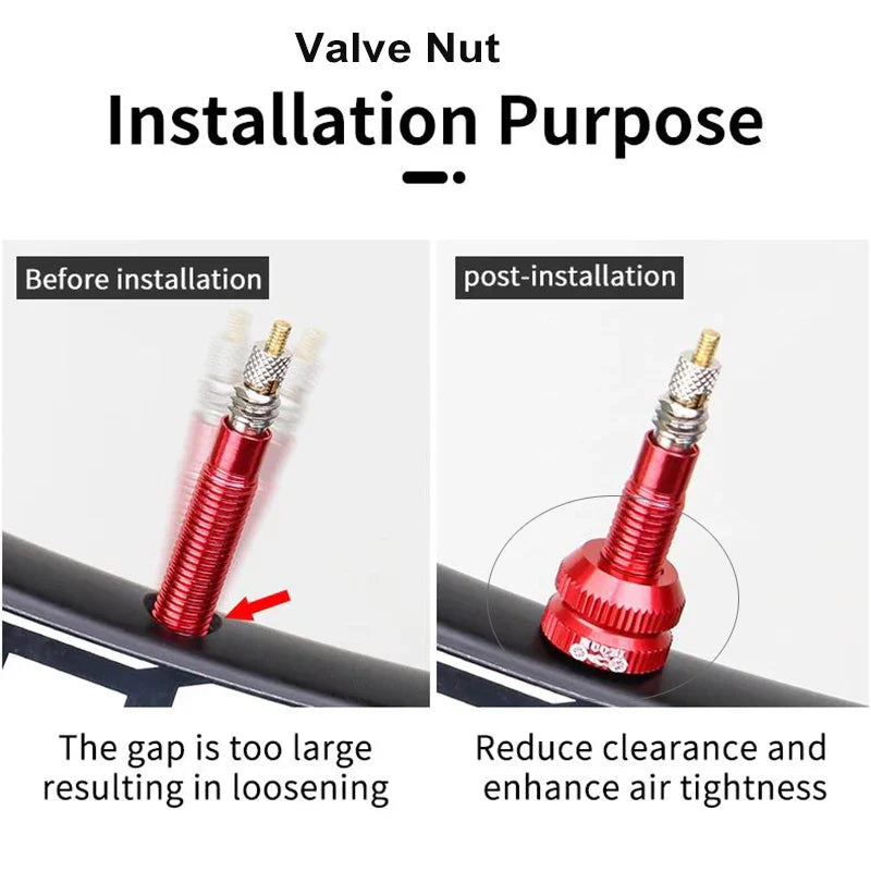 Bicycle Presta Valve Nut & Cap Set – Inner Tube Tire Nozzle Locking Screw with Sealing Ring Dust Protector