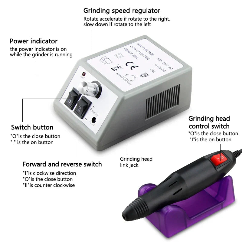 35,000/20,000 RPM Electric Nail Drill Machine – Professional Manicure & Pedicure File with Mill Cutter Sets for Nail Tips