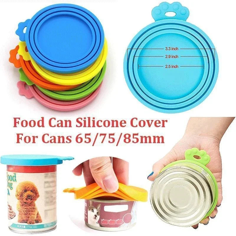 3-in-1 Reusable Pet Food Can Silicone Cover: Seal Cap Lid for Dogs and Cats - Suitable for 8.5cm/7.5cm/6.5cm Storage Tin, Essential Pet Supplies