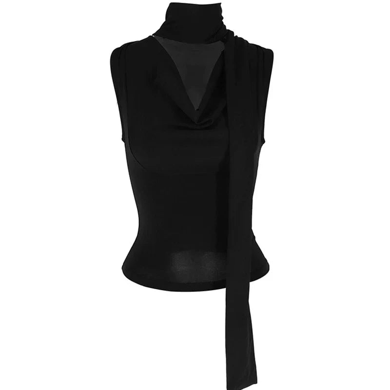 Women’s Solid V-Neck Sleeveless Tank Top – Sexy Slim Fit Knitted Summer Streetwear Bandage Style Casual Elegant Top