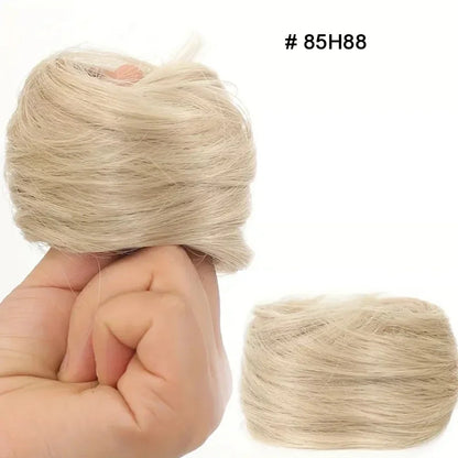 100% Human Hair Bun Ponytail Hairpiece – Brazilian Hair Scrunchie Updo, Donut Chignon Hair Extension for Women
