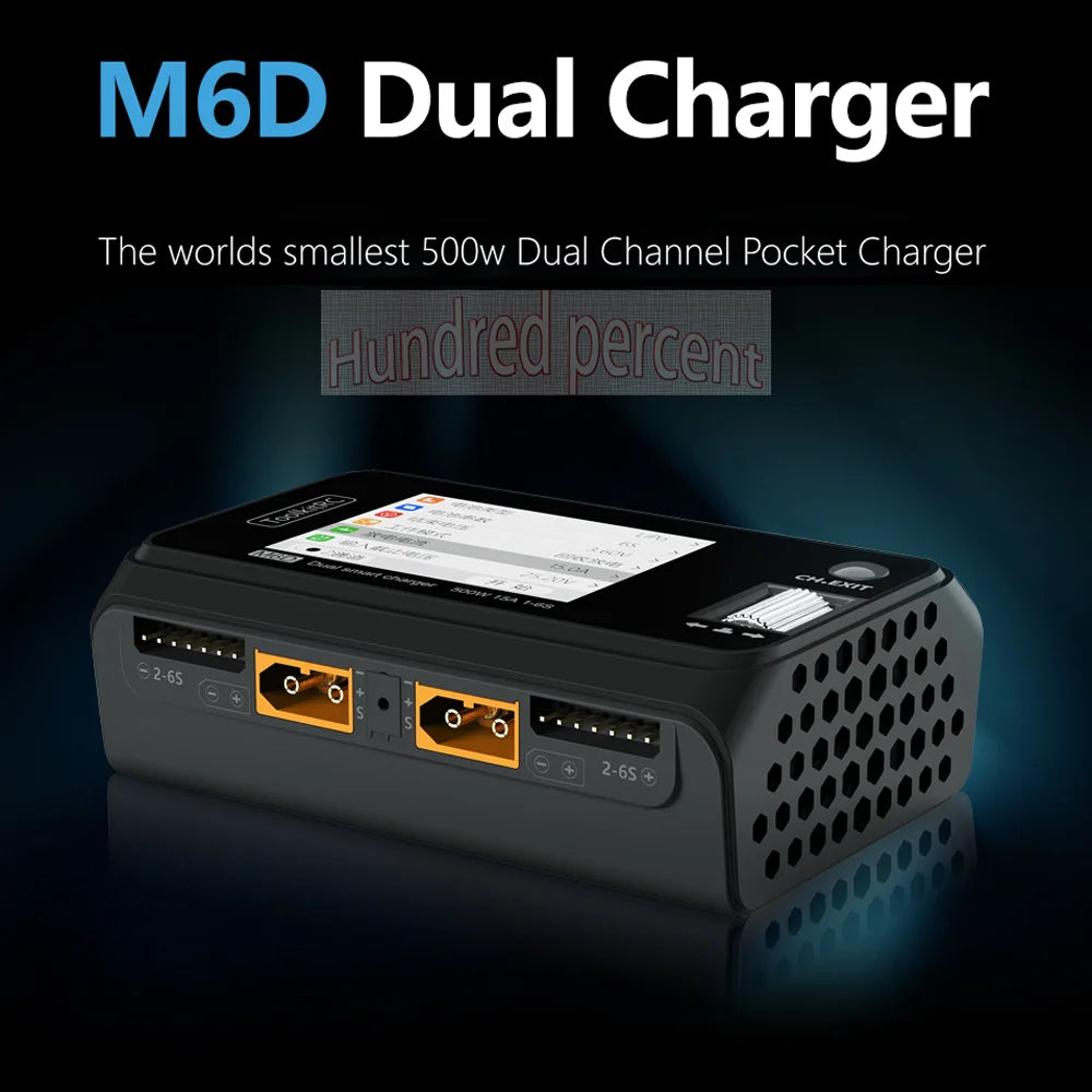 ToolkitRC M6D V3 500W 15A Dual Channel Smart Charger Discharger for 1-6S LiPo FPV Batteries