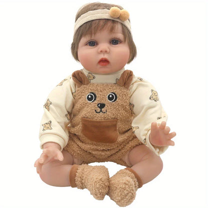 Brown Bear Suspender Pants Suit for 22-inch (55cm) NPK Silicone Dolls – Doll Clothes Outfit