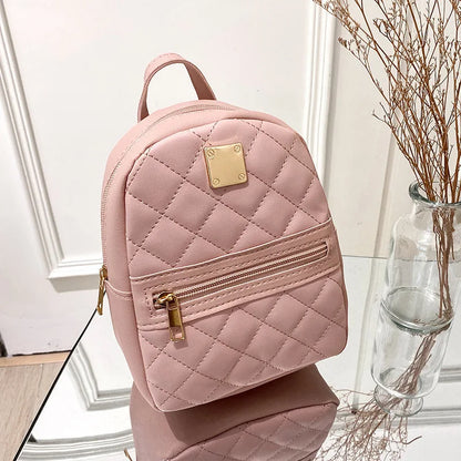 2024 K-Style Quilted Embroidered Small School Backpack for Girls - Western-Inspired Ladies' Bag