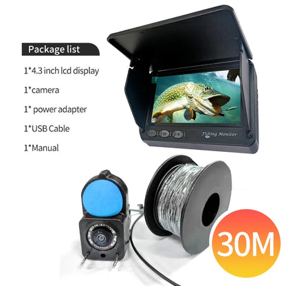 Portable Fish Depth Finder – Handheld 1080P 4.3 Inch LCD Fishing Camera with 120° Underwater View & Night Vision