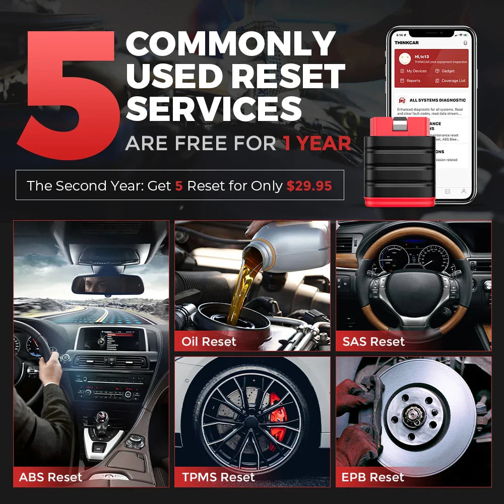 Thinkcar Thinksafe OBD2 Bluetooth Scanner – All-System Car Code Reader with 5 Reset Functions