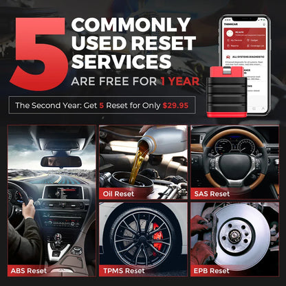 Thinkcar Thinksafe OBD2 Bluetooth Scanner – All-System Car Code Reader with 5 Reset Functions