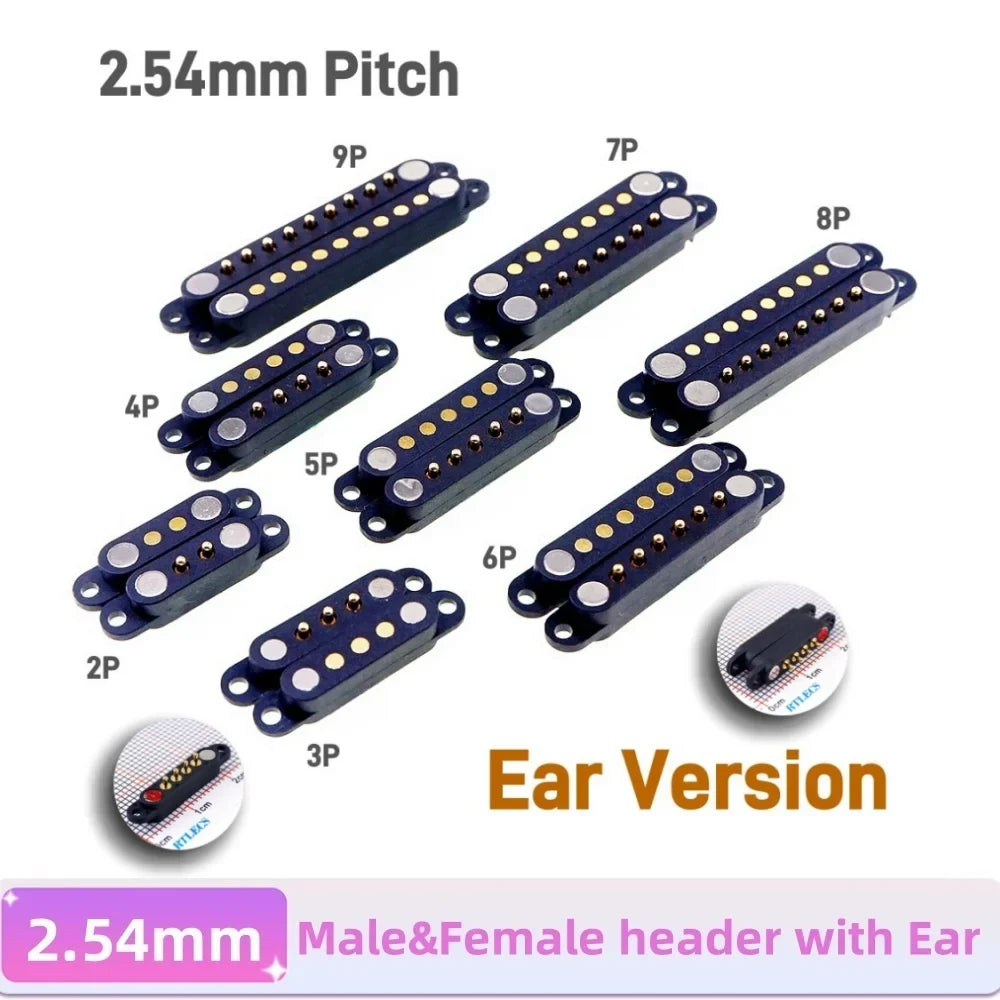 DC Magnetic Pogo Pin Connector - 2A Spring Loaded 2-9 Pin Male Female Power Socket