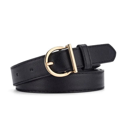 Women's Fashion Pin Buckle Thin Belt – Genuine Soft PU Leather Belt for Cargo Pants & Jeans, Windproof Design