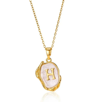Y2K Stainless Steel Drip Oil Alphabet Necklace – A-Z Initials Pendant for Women & Men, Aesthetic Jewelry Gift