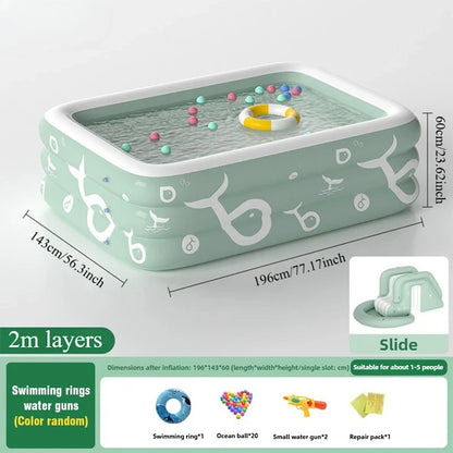 1.5/1.8/2/2.6M Inflatable Water Slide - Large Kids Pool Slide with Sunshade for Outdoor Family Fun